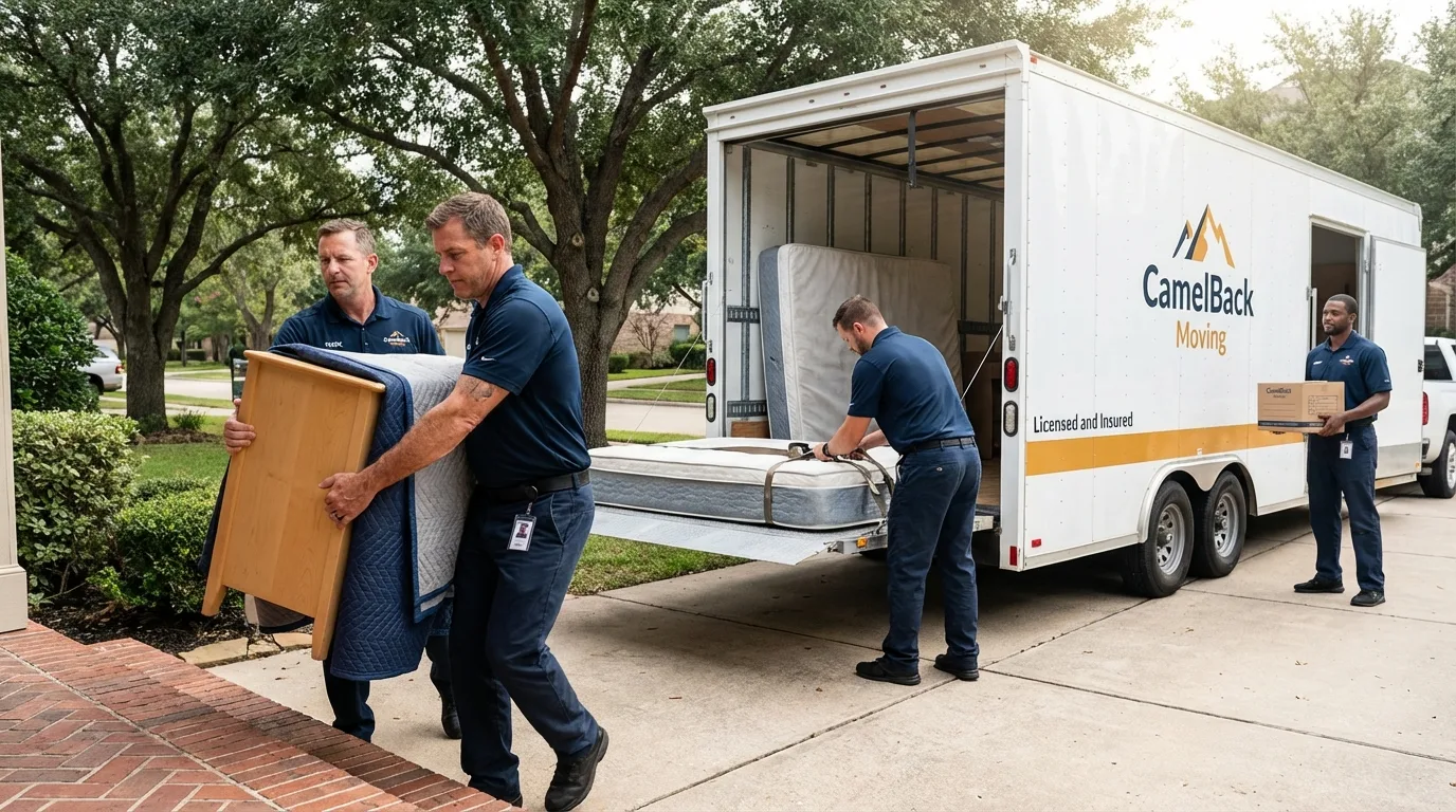 Crew loading residential truck for cross-state move from Hiawatha, KS